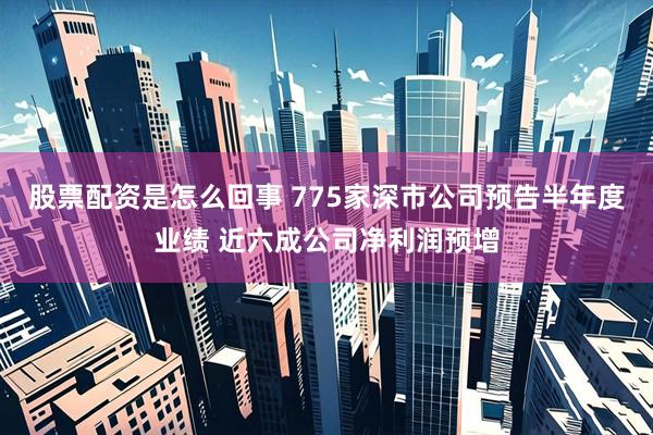 股票配资是怎么回事 775家深市公司预告半年度业绩 近六成公司净利润预增